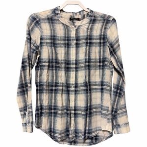 Max Jeans Blue Plaid Button Down Long Sleeve Top Small